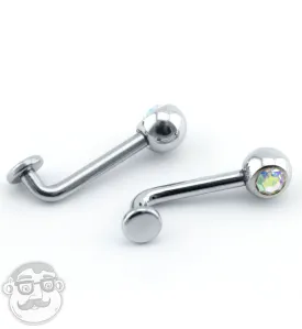 14G Vertical Clitoral Hood Rainbow Aurora CZ Bar