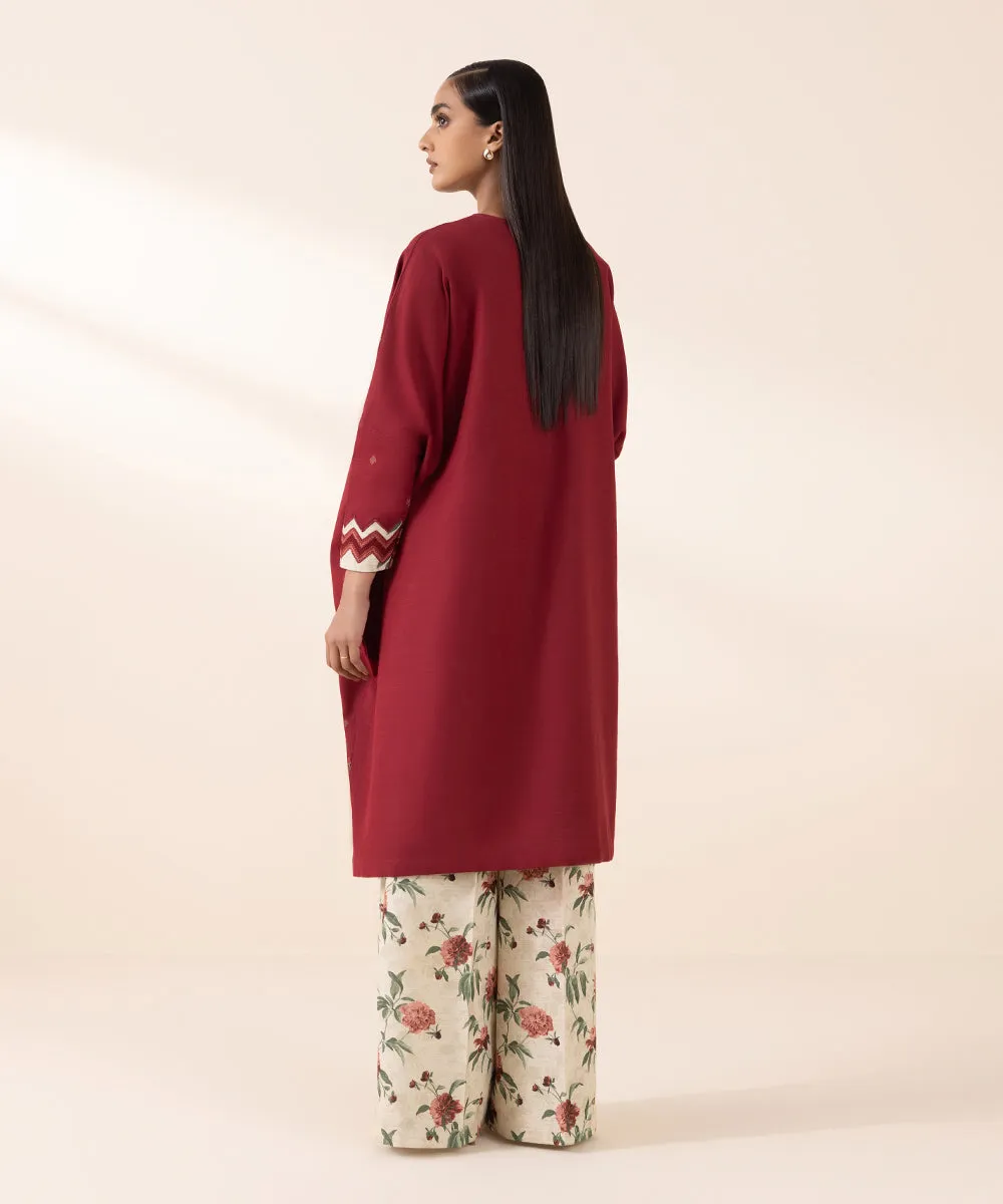 2 Piece - Embroidered Khaddar Suit