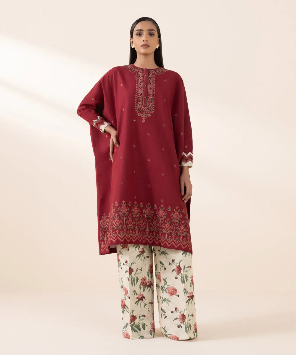 2 Piece - Embroidered Khaddar Suit