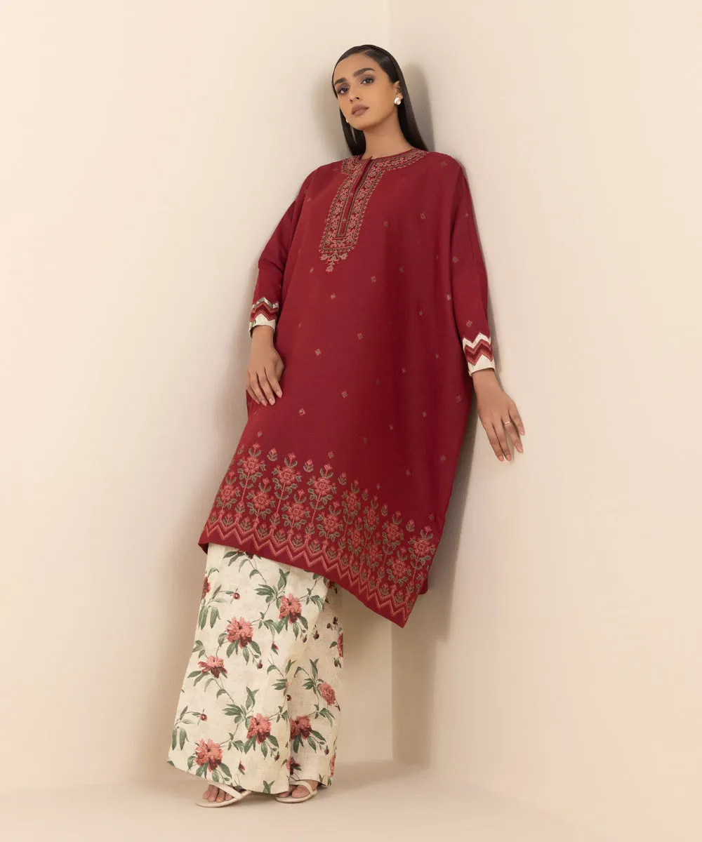 2 Piece - Embroidered Khaddar Suit