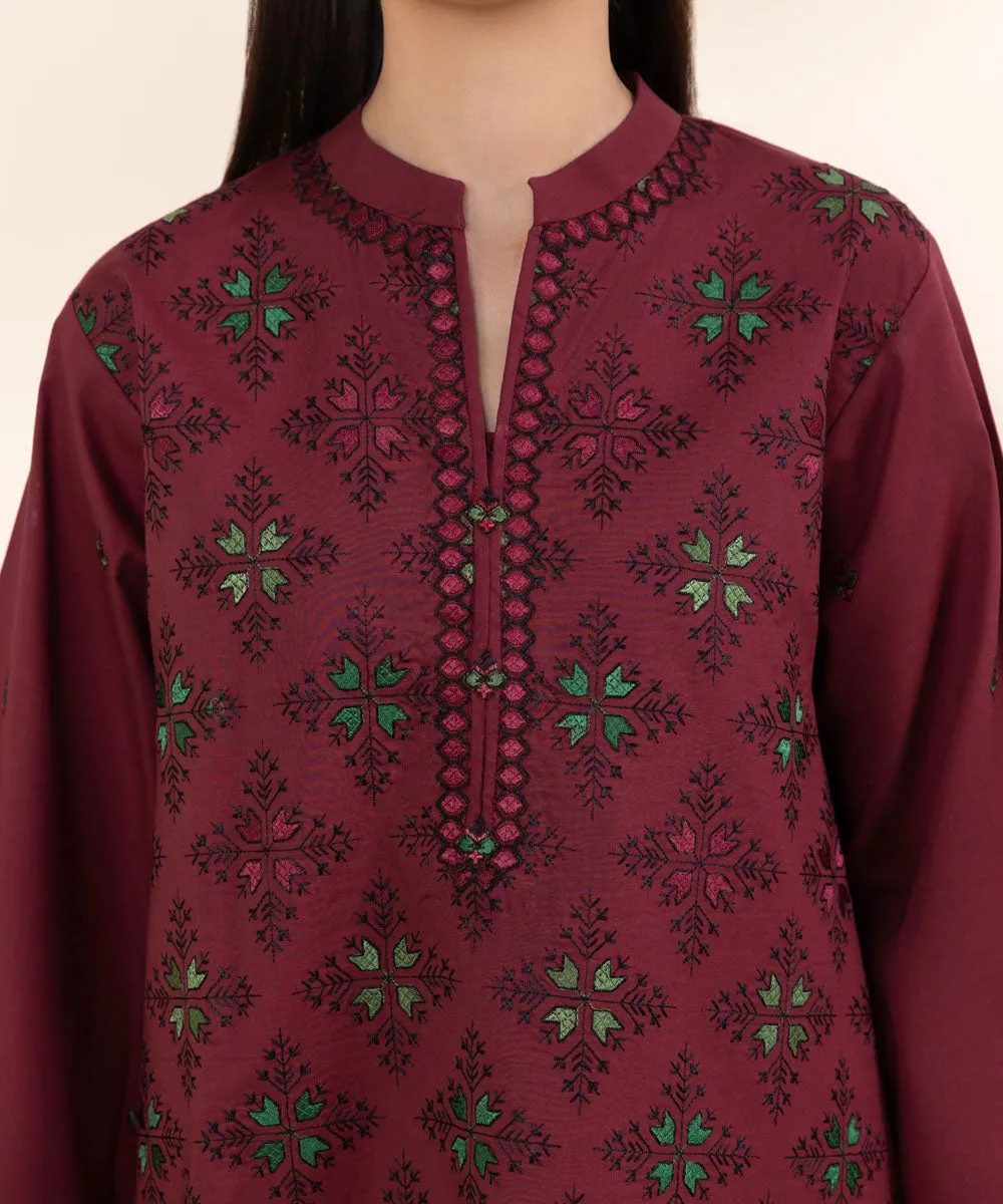 3 Piece - Embroidered Cotton Suit