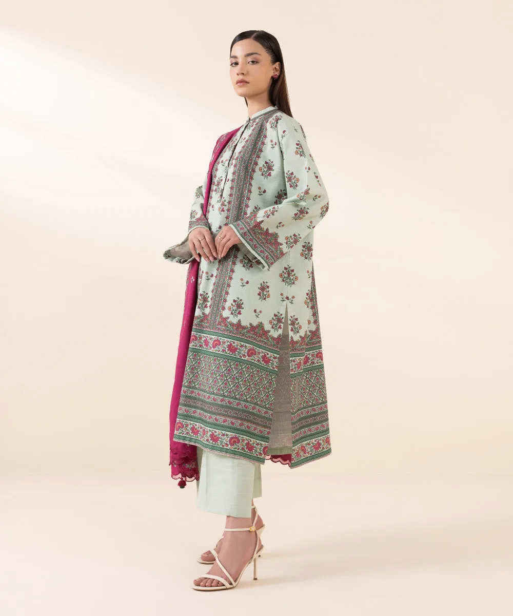 3 Piece - Embroidered Khaddar Suit