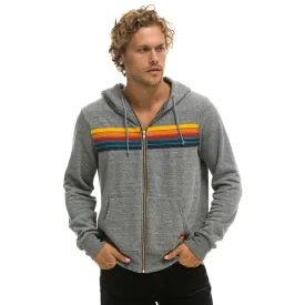 5 Stripe Zip Hoodie (Heather Grey)