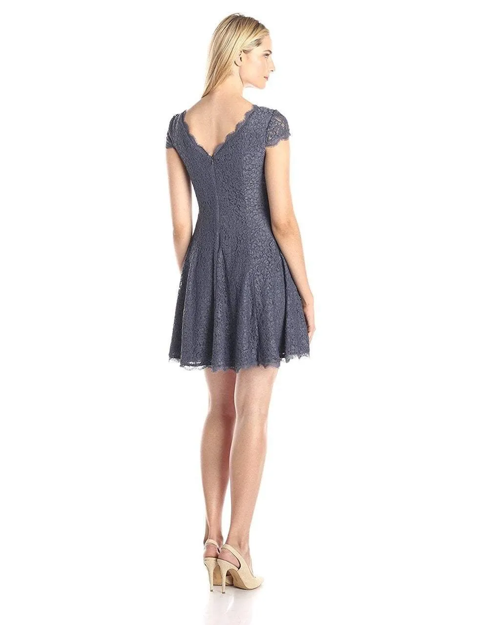 Adrianna Papell - Cap Sleeve Full Lace Flared Cocktail Dress 41885050