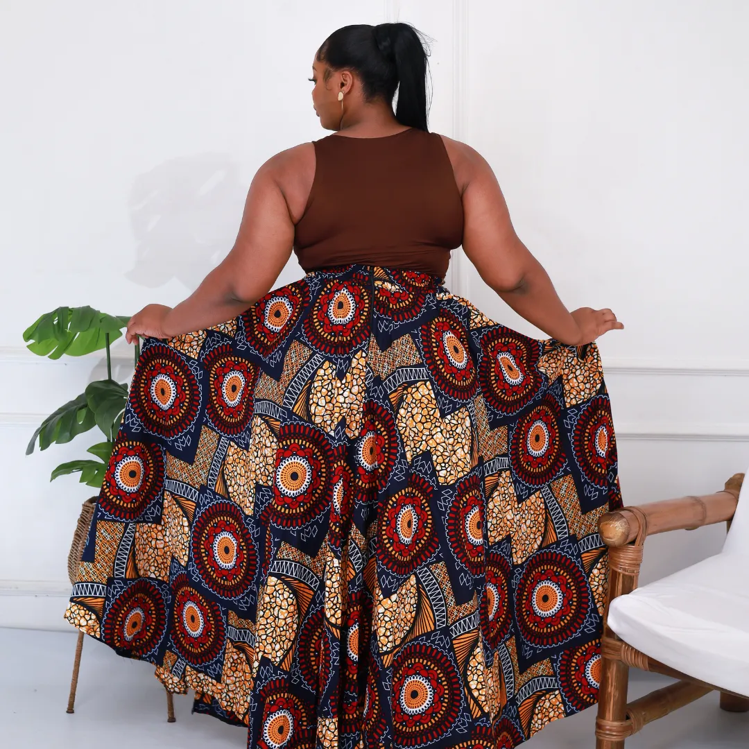 African Print Patchwork Maxi Skirt - Zakiya