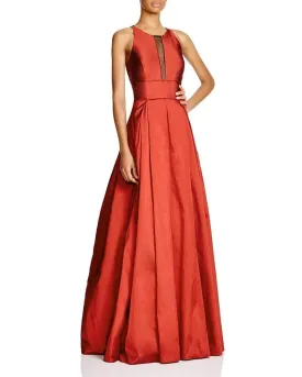 Aidan Mattox - Illusion Paneled Taffeta Evening Gown 54467610  - 2 pcs Ruby In Size 0 and 8 Available