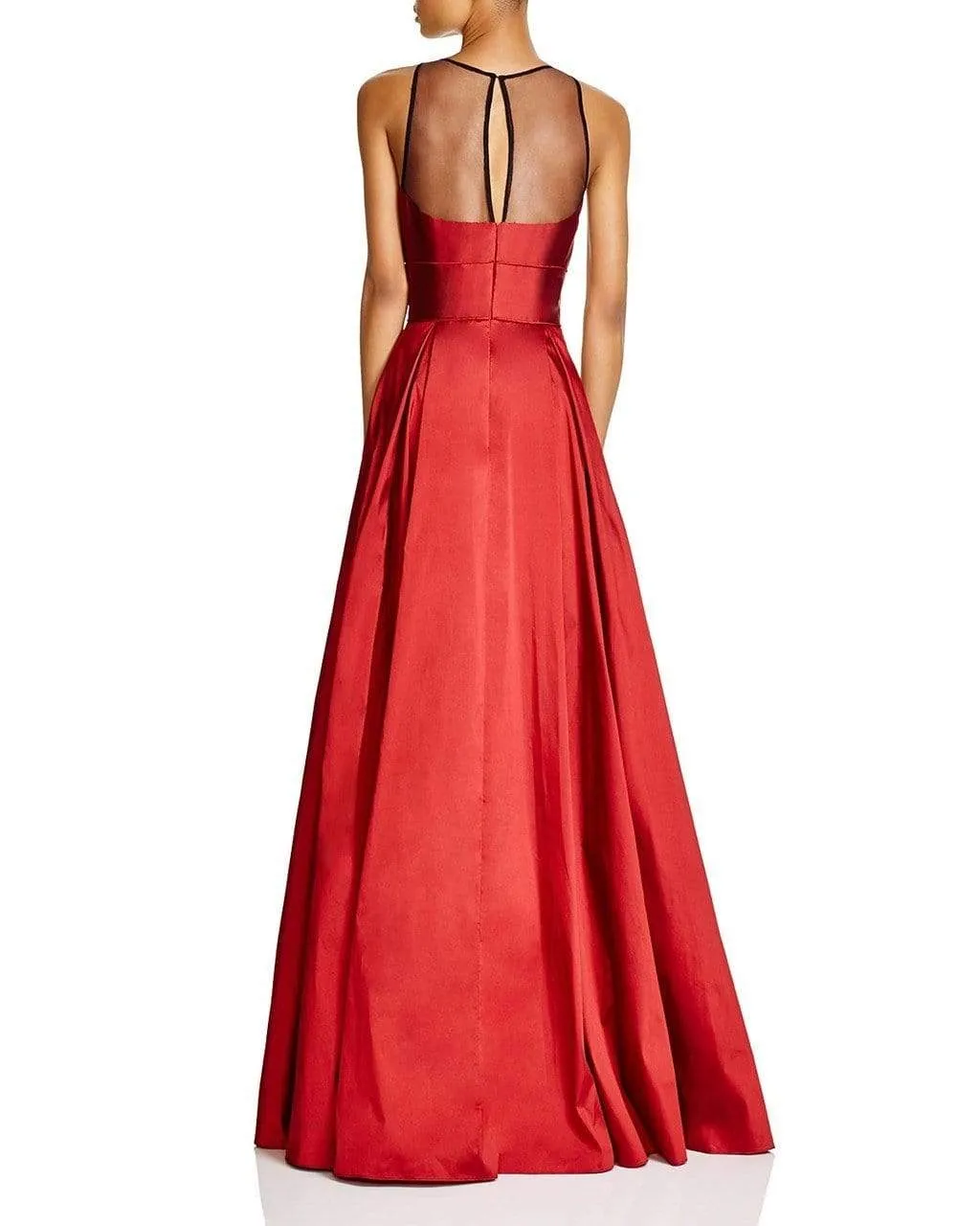 Aidan Mattox - Illusion Paneled Taffeta Evening Gown 54467610  - 2 pcs Ruby In Size 0 and 8 Available