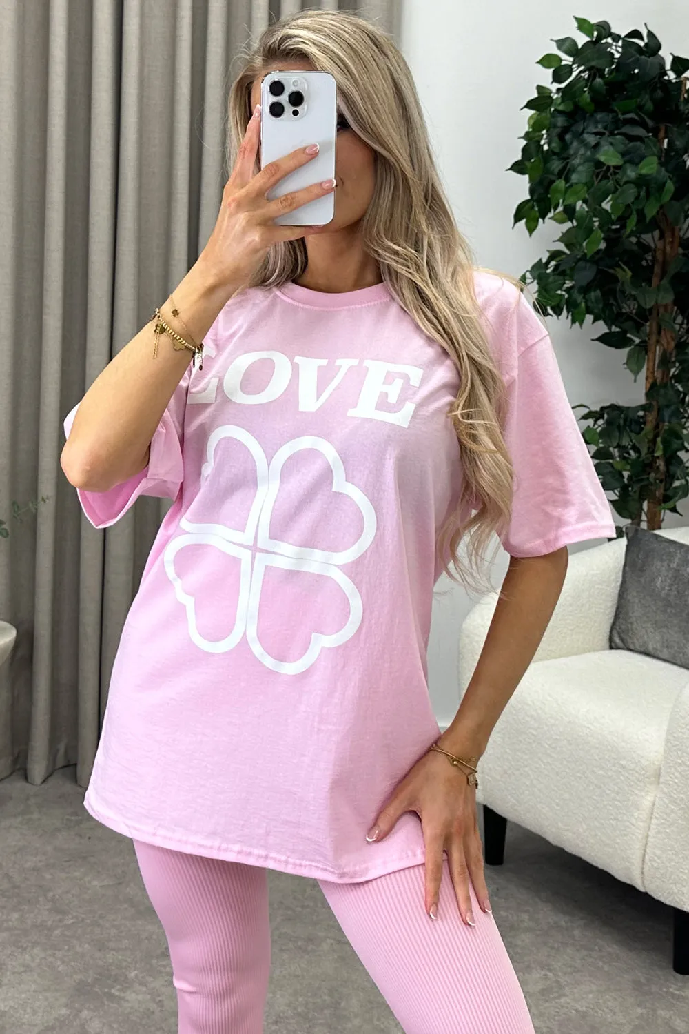 Alfie Pink Love Slogan Graphic Print T-Shirt