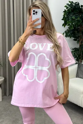 Alfie Pink Love Slogan Graphic Print T-Shirt