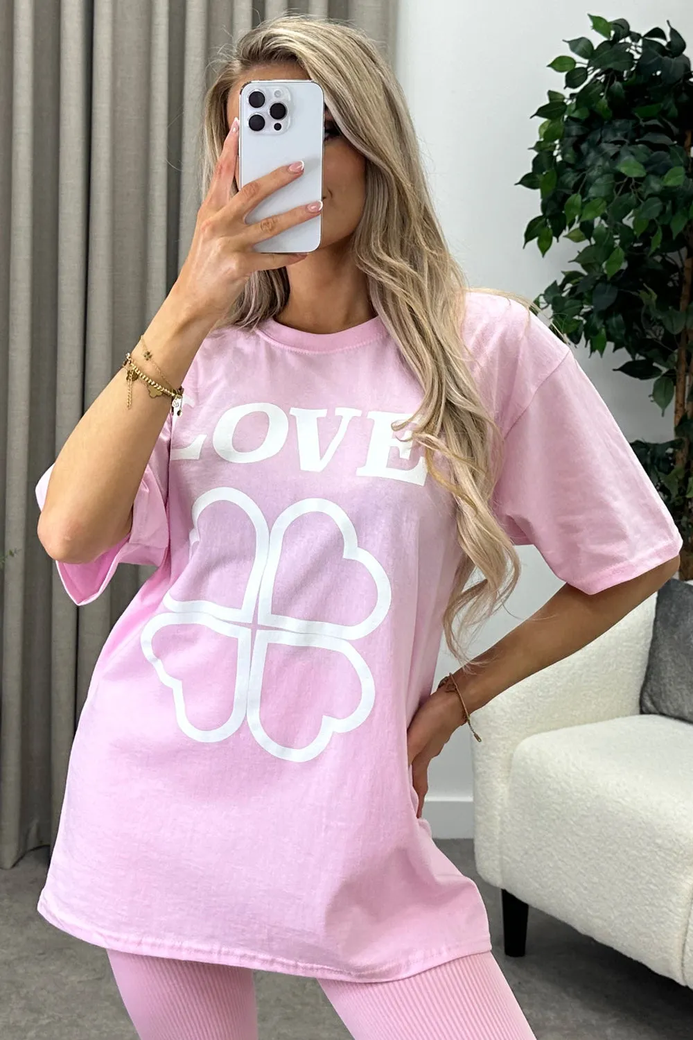 Alfie Pink Love Slogan Graphic Print T-Shirt