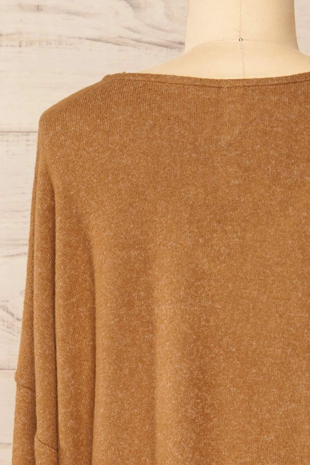 Ancone Camel | Long Sleeve V-Neck Top