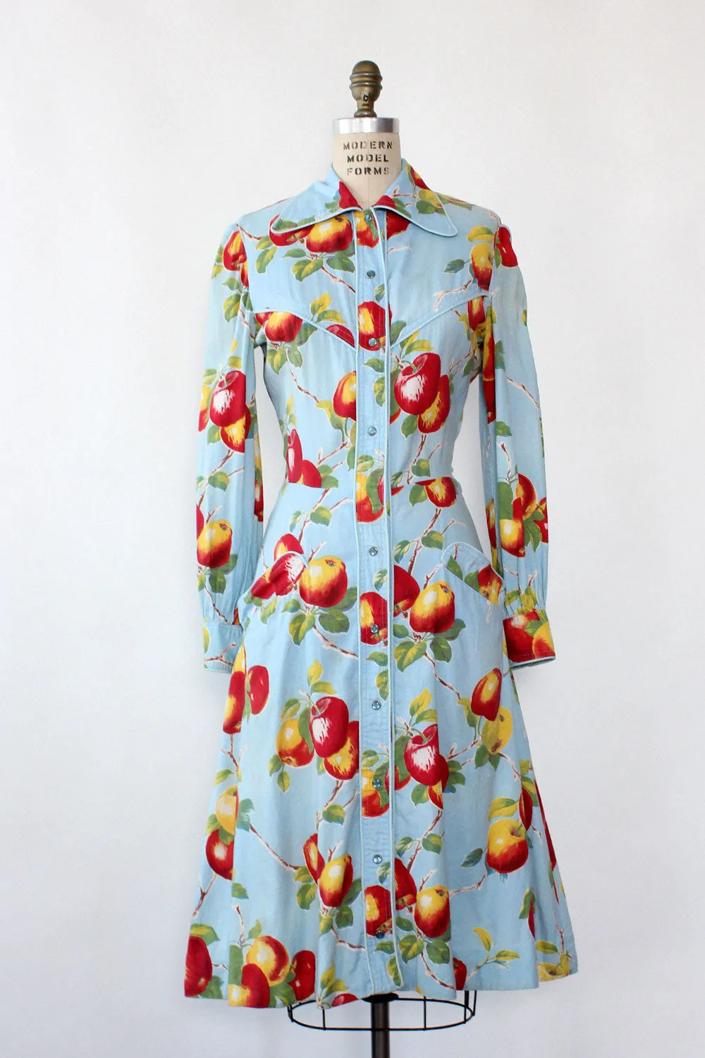 Apple Print 1940s Shirtdress S/M