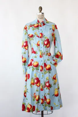 Apple Print 1940s Shirtdress S/M