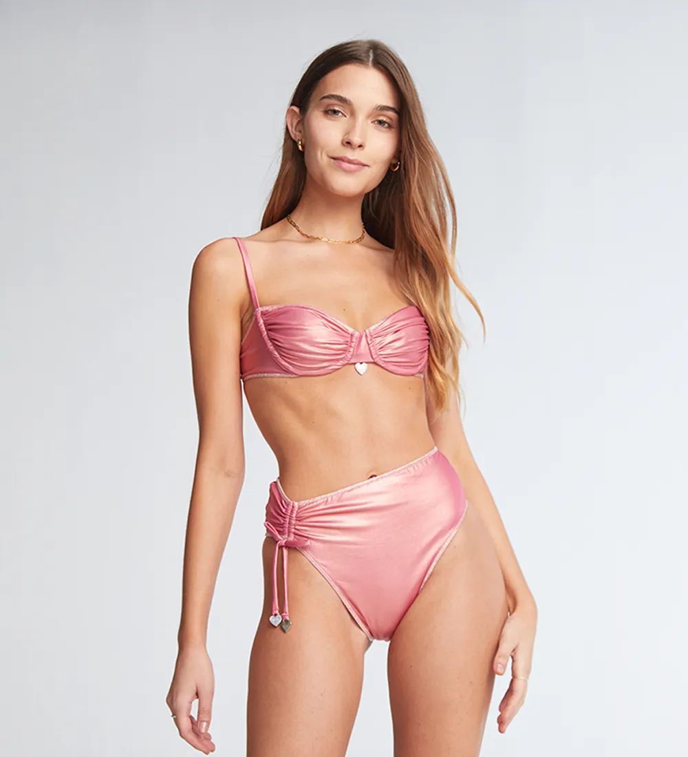 Arabella Metallic Pink Bikini Top