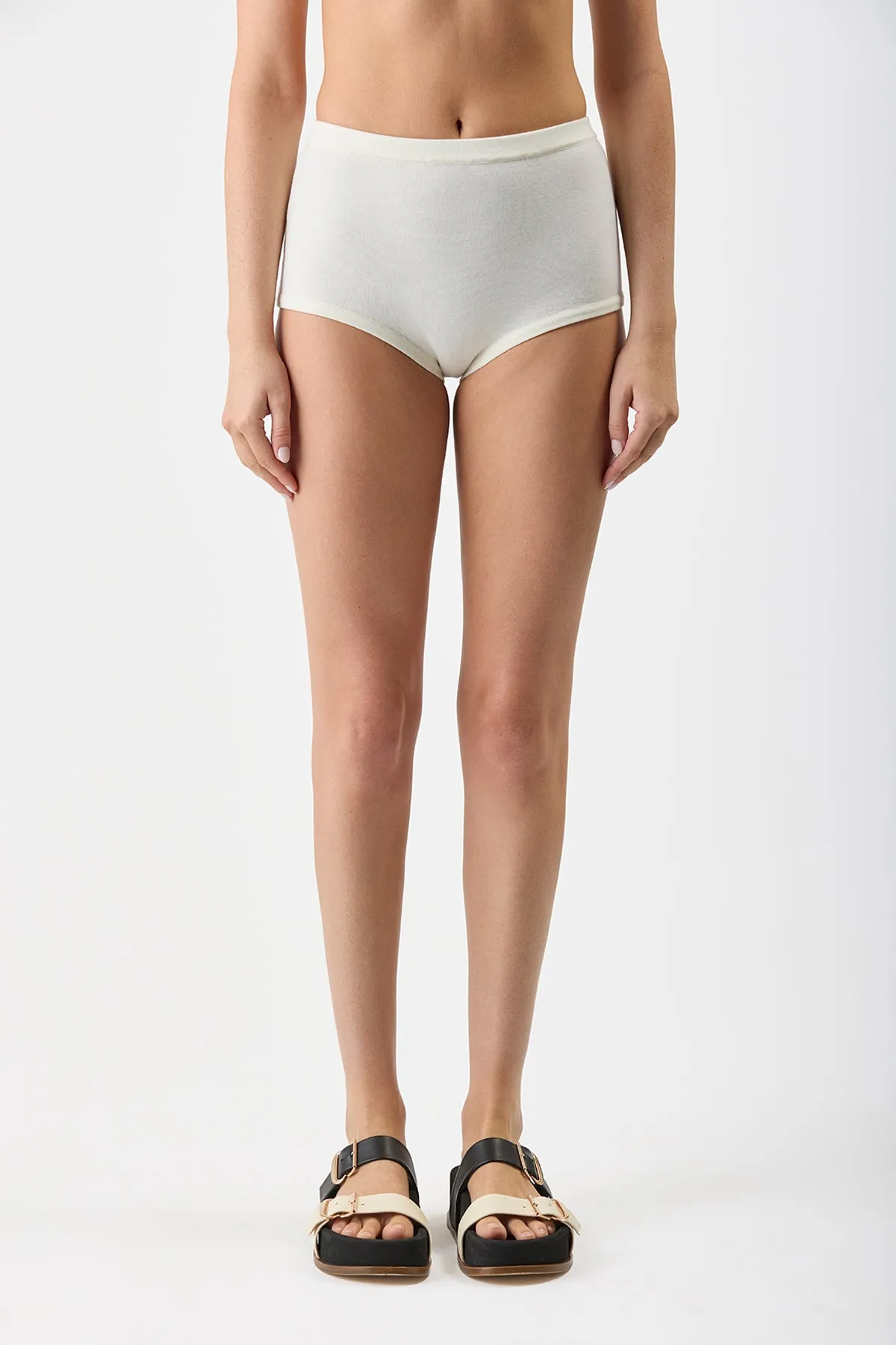 Aris Knit Short in Ivory Merino Wool