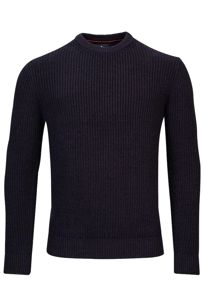 Baileys Cable Knit Navy Crew Neck Jumper Navy