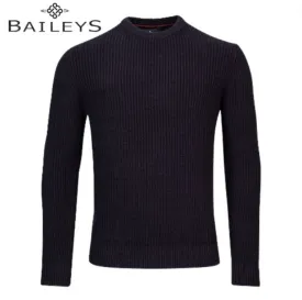 Baileys Cable Knit Navy Crew Neck Jumper Navy