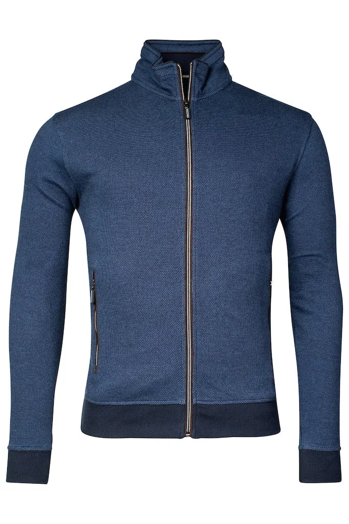 Baileys Zip Jacquard Dark Blue Sweater Blue