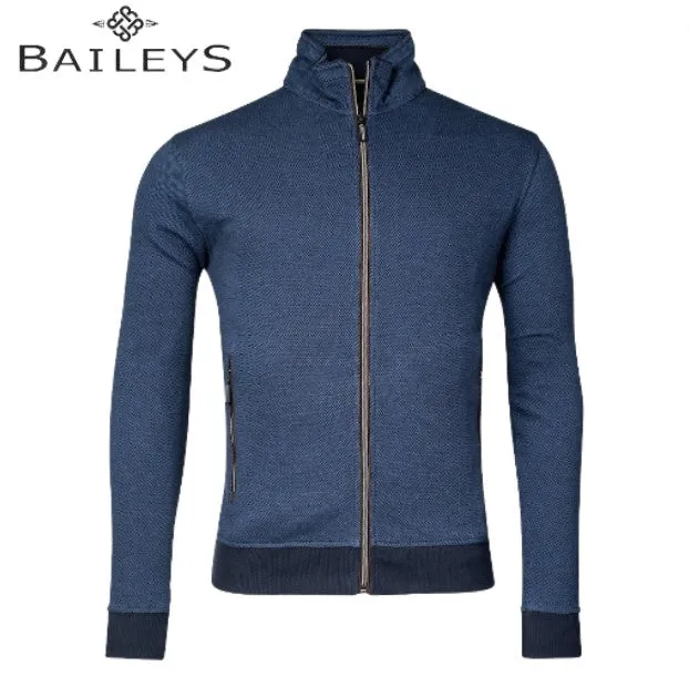 Baileys Zip Jacquard Dark Blue Sweater Blue