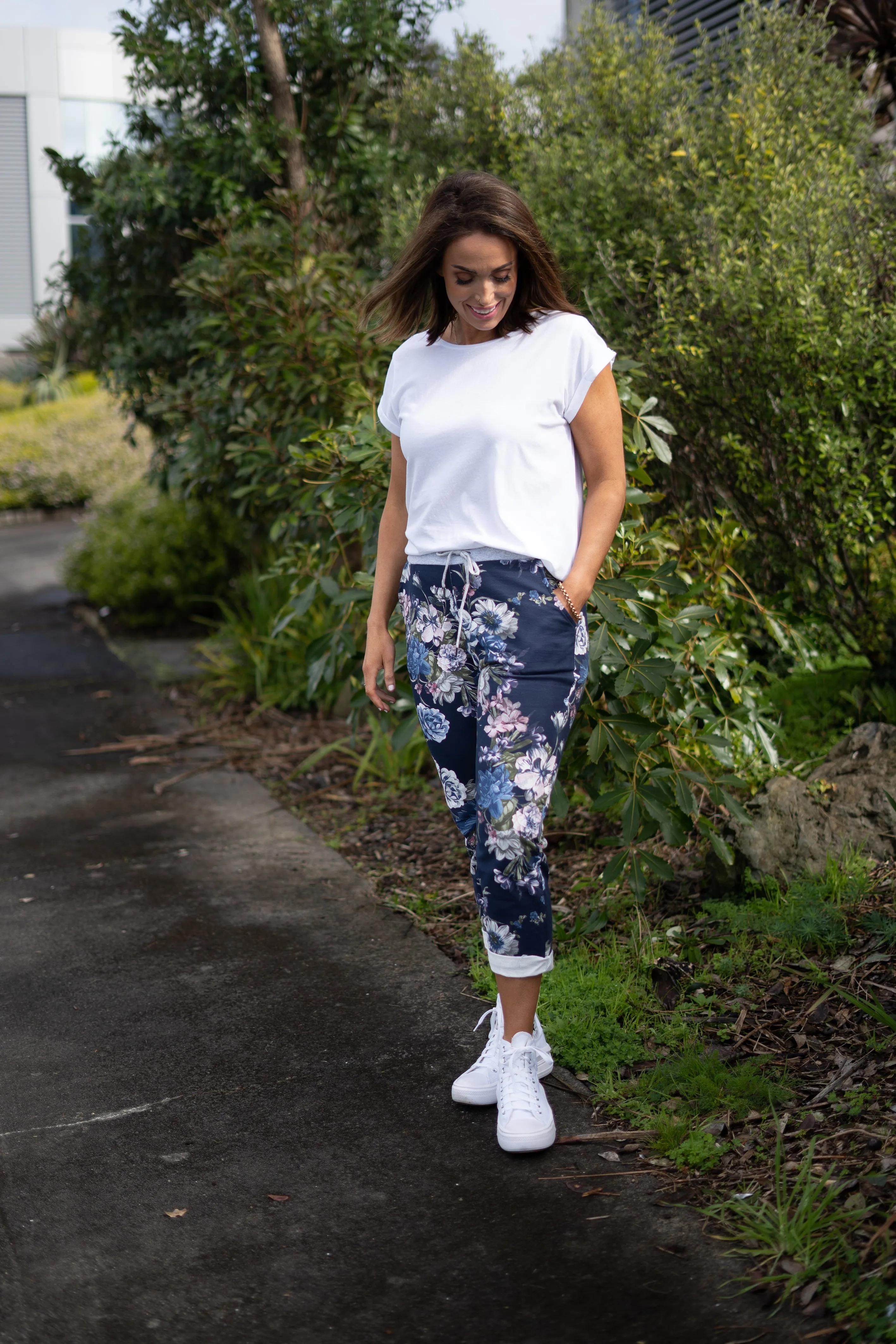 Beau Denver Floral Navy Trousers