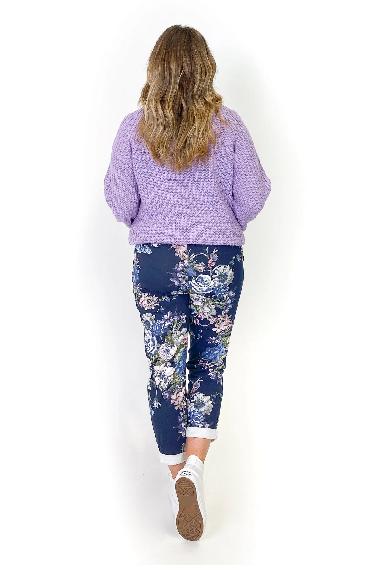 Beau Denver Floral Navy Trousers