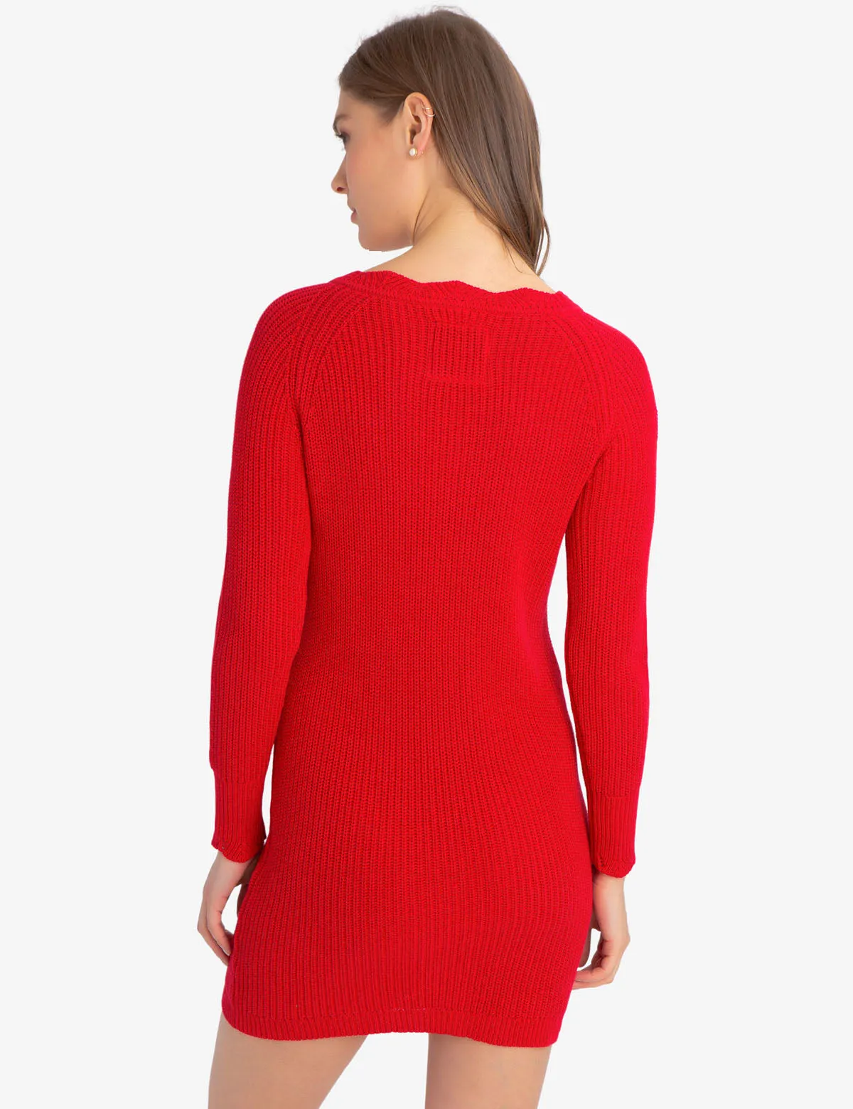 CABLE V-NECK SWEATER DRESS