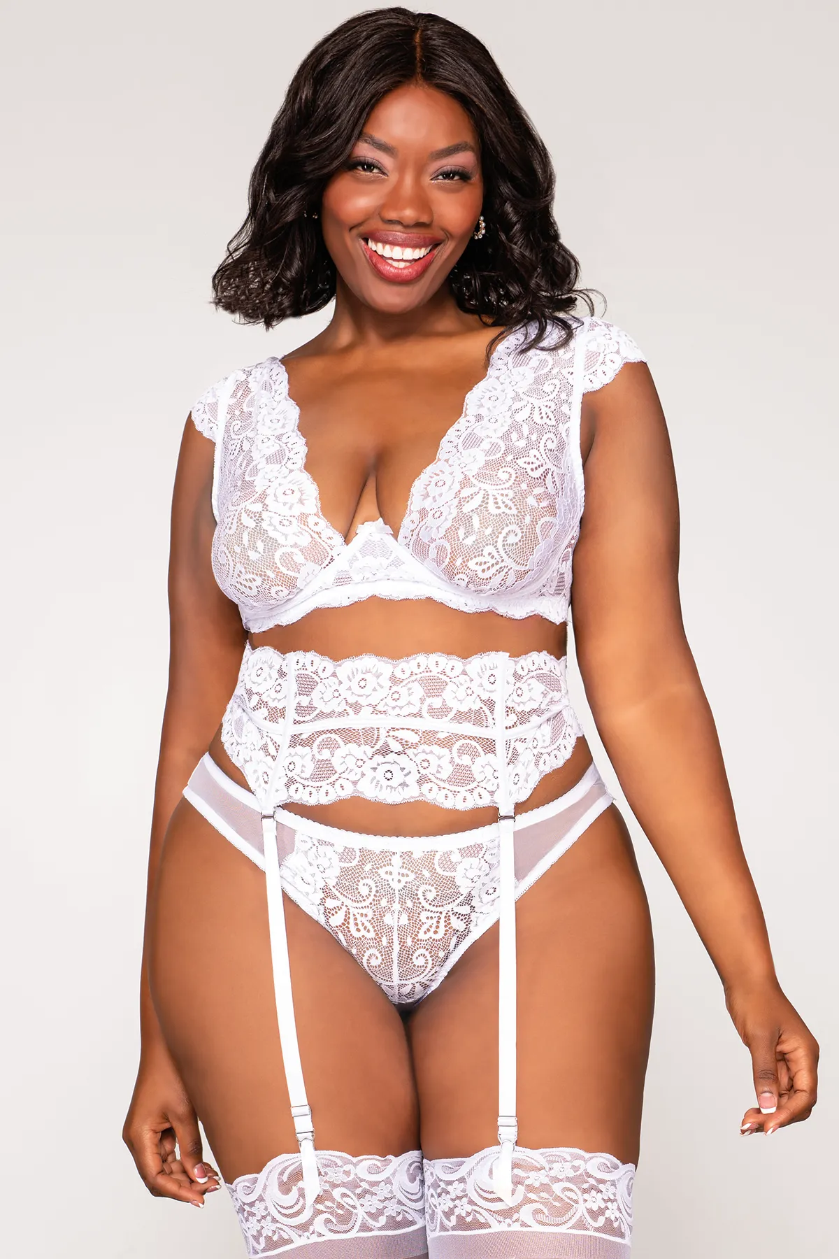 Cap Sleeve Bra & Garter Set