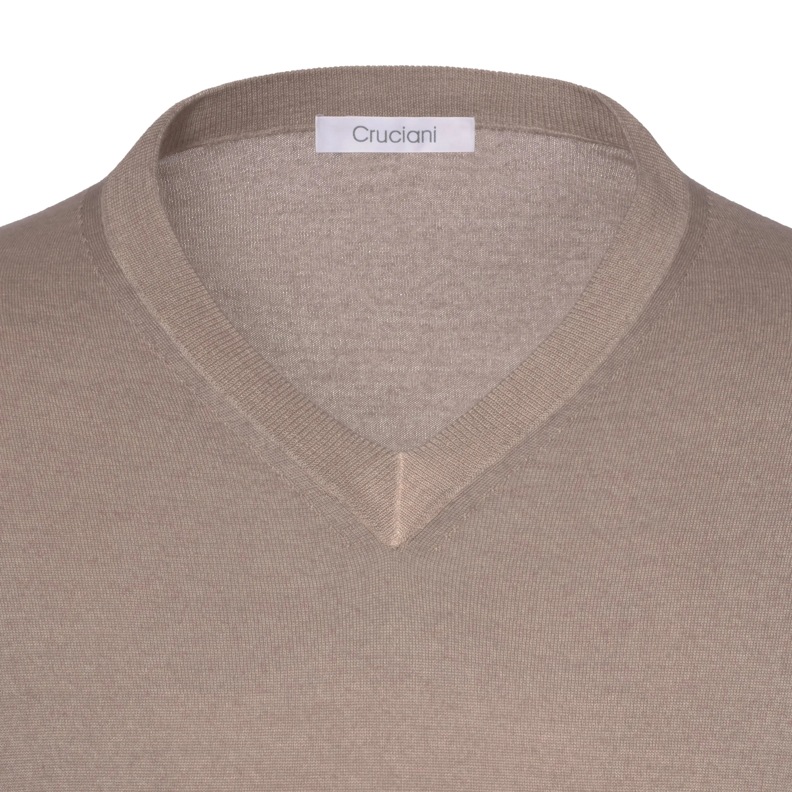 Cashmere and Silk V-Neck Sweater in Caramel Brown