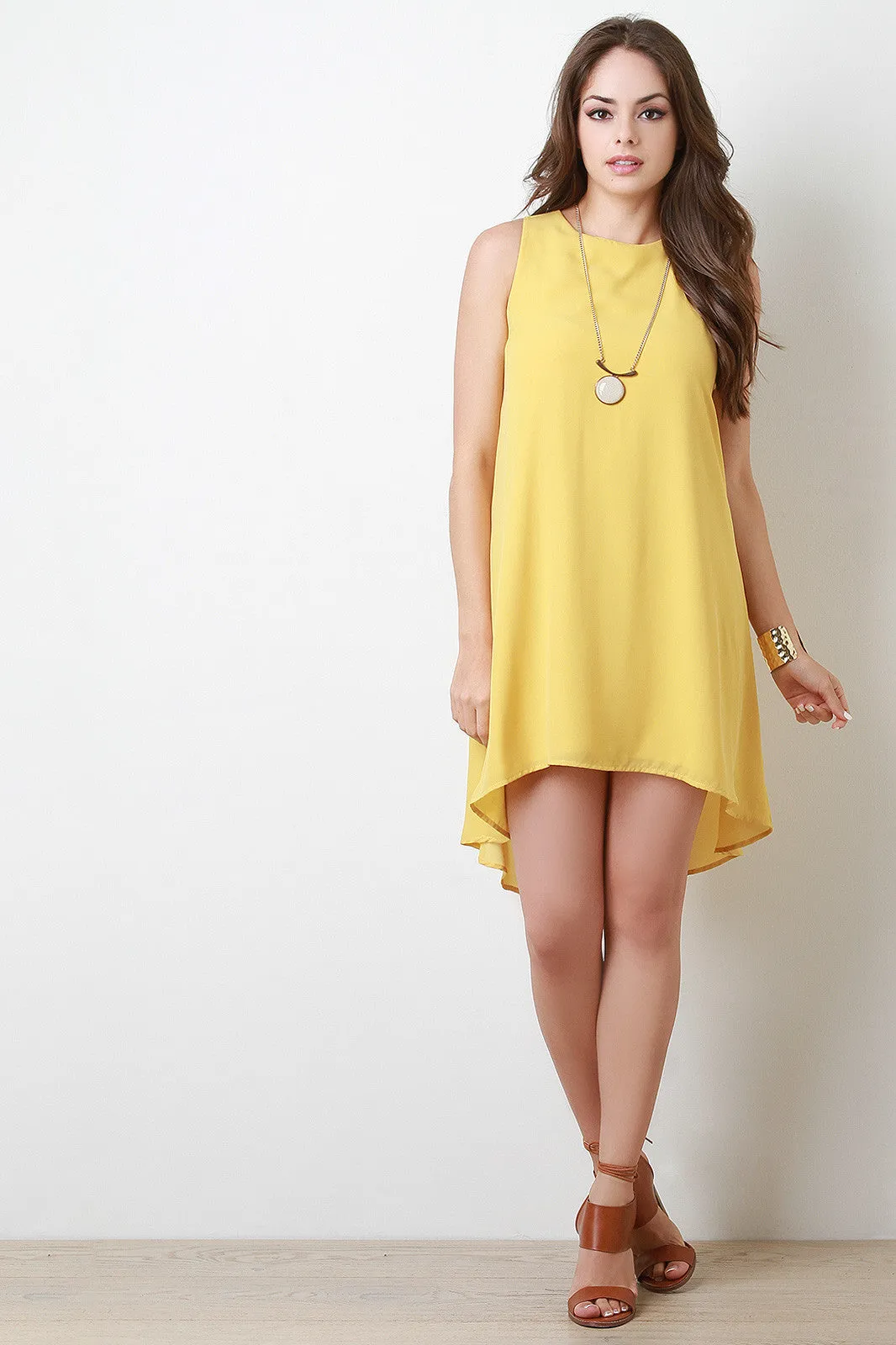 Chiffon Sleeveless Back-Tie High Low Dress