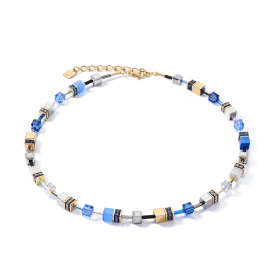 Coeur De Lion GeoCUBE® Blue-Gold Necklace