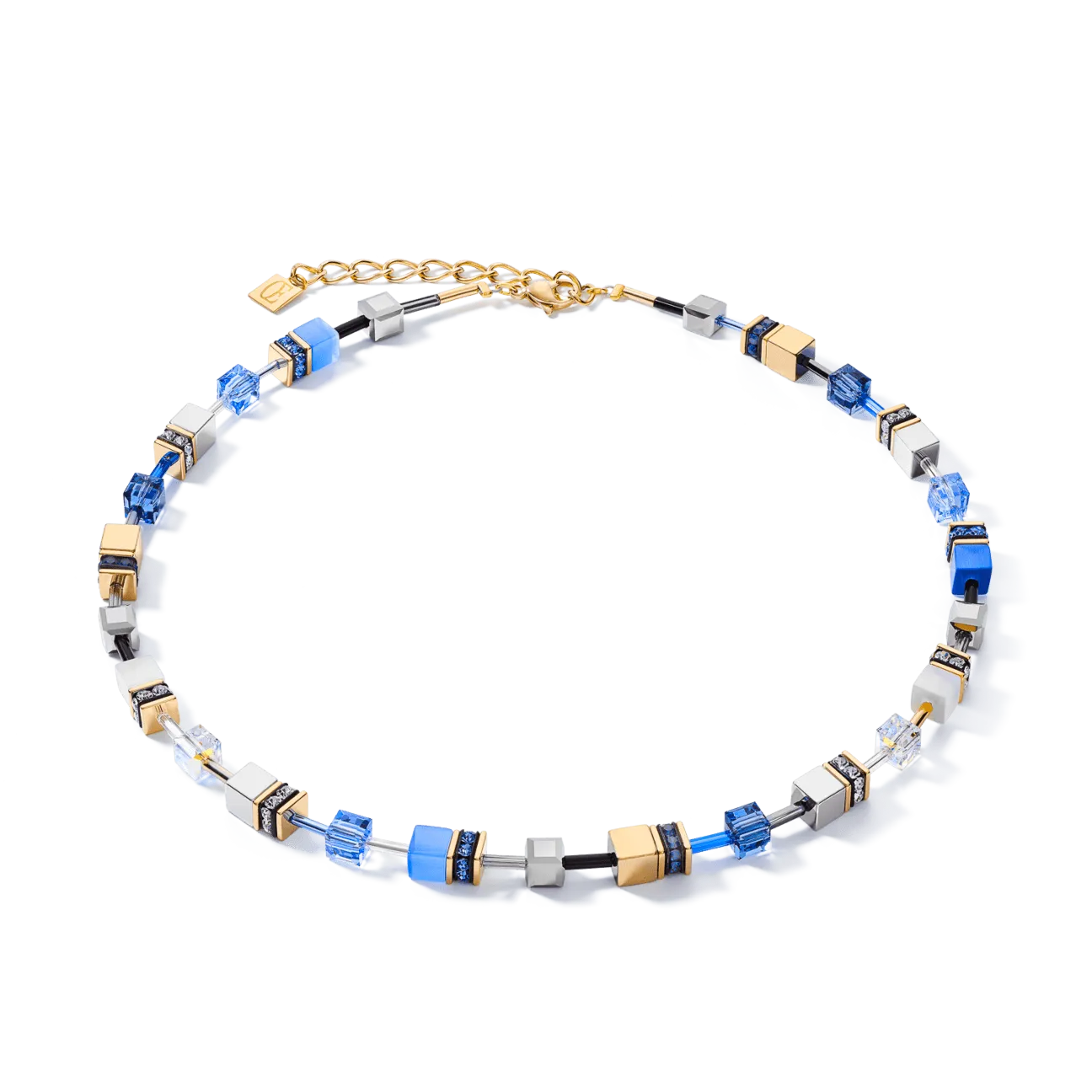 Coeur De Lion GeoCUBE® Blue-Gold Necklace