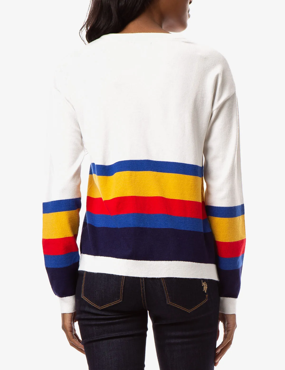 COMBO STRIPE CREW NECK SWEATER