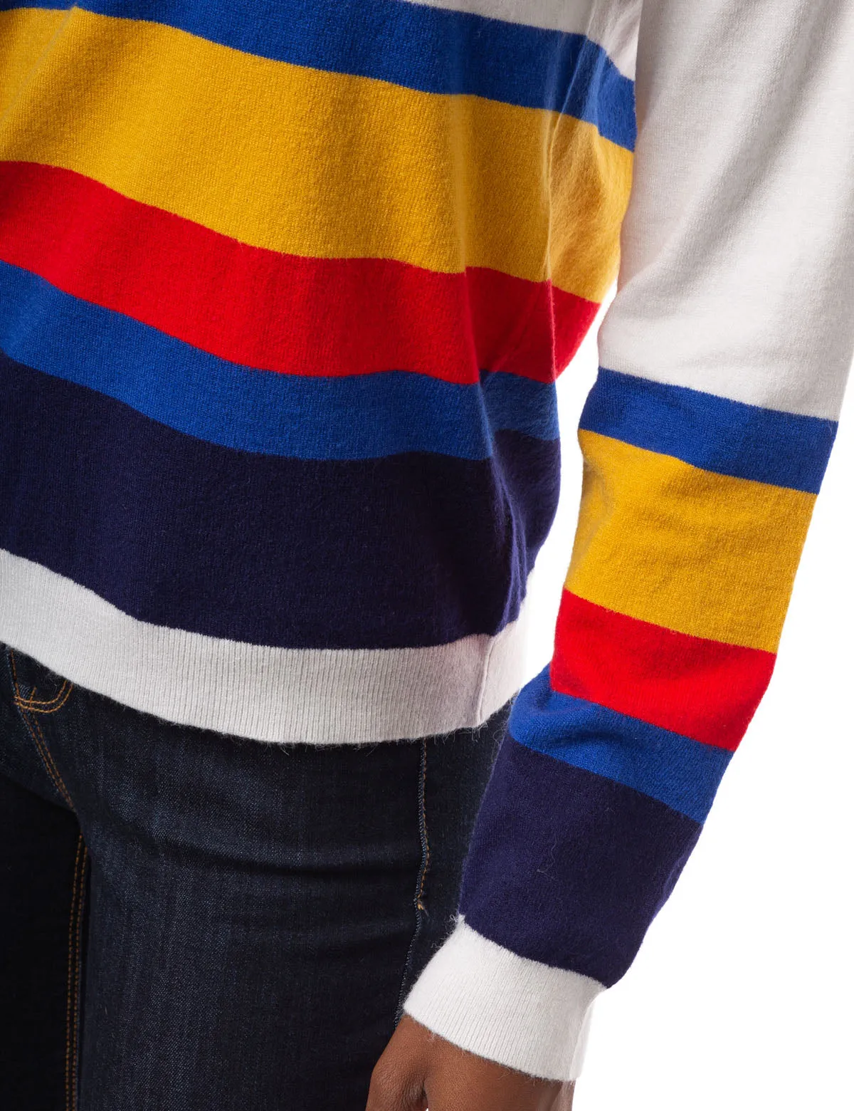 COMBO STRIPE CREW NECK SWEATER