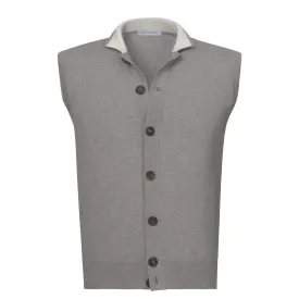 Cotton Polo Gilet in Grey Melange