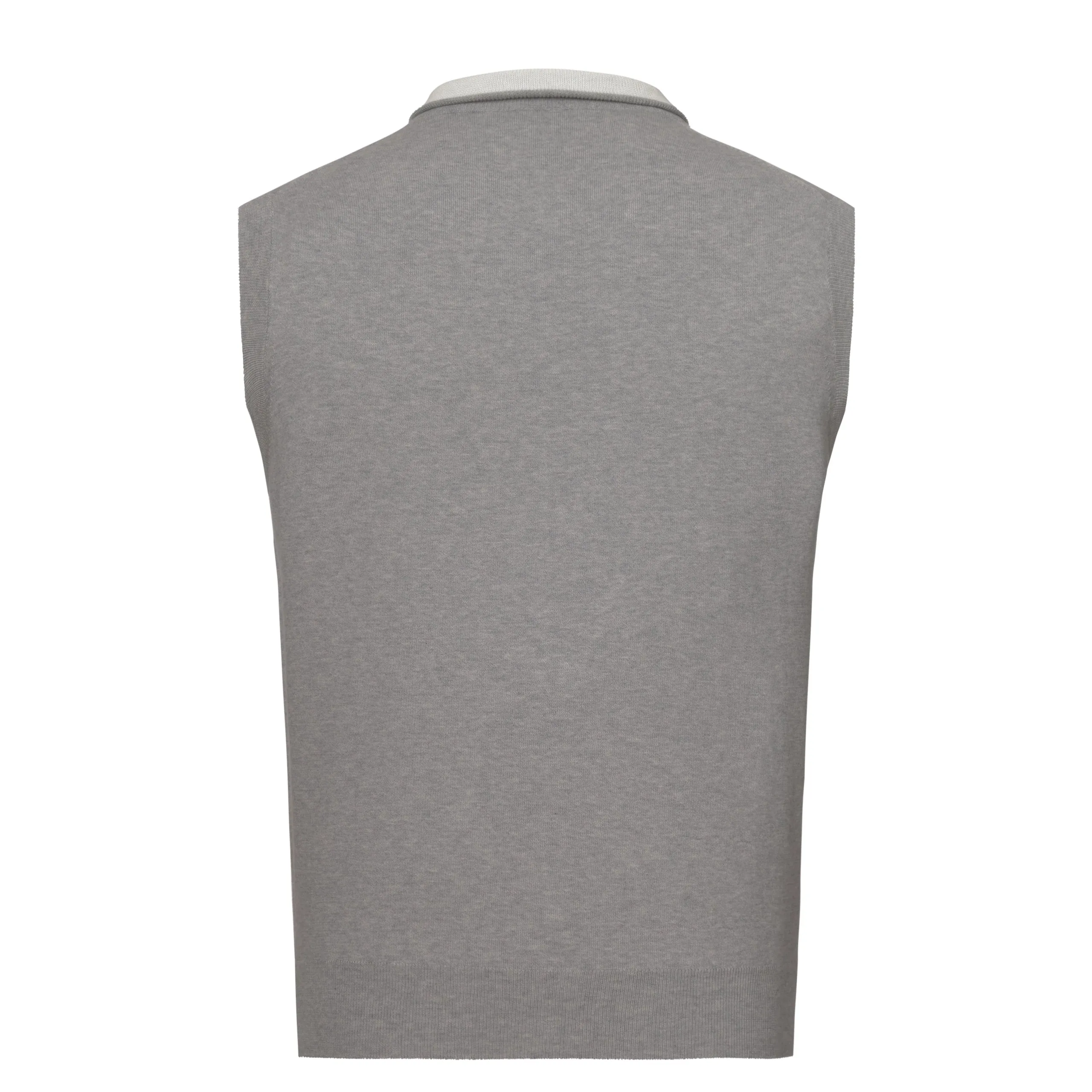 Cotton Polo Gilet in Grey Melange