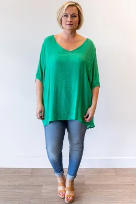 Cotton Village V Neck top Green