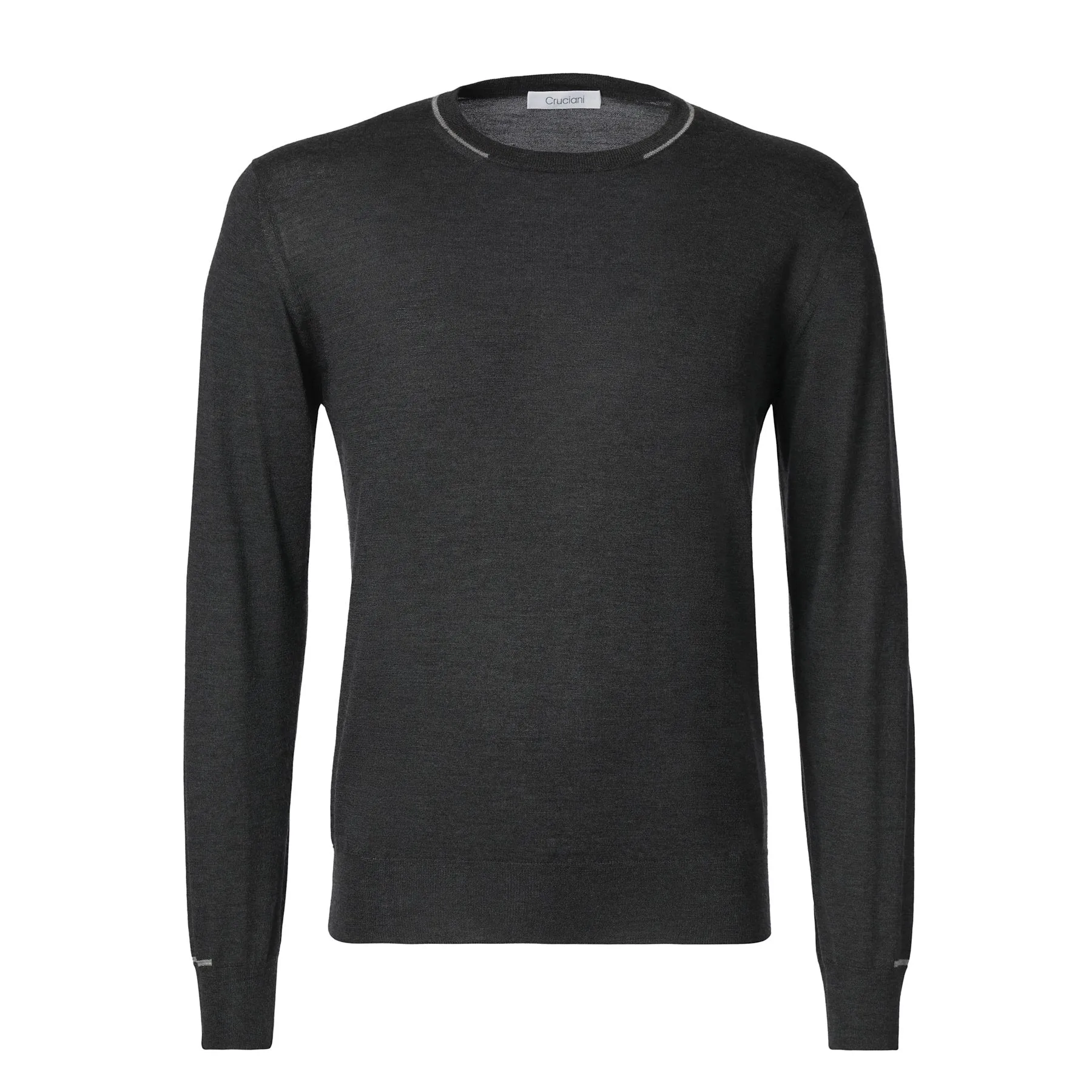 Crew-Neck Cashmere and Silk-Blend Sweater in Dark Grey