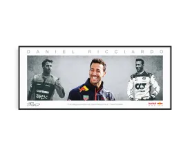 DANIEL RICCIARDO PANORAMIC COLLAGE PRINT SIGNED FRAMED WINGS