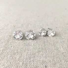 Diamante Invisible Earrings Set • 6 8mm