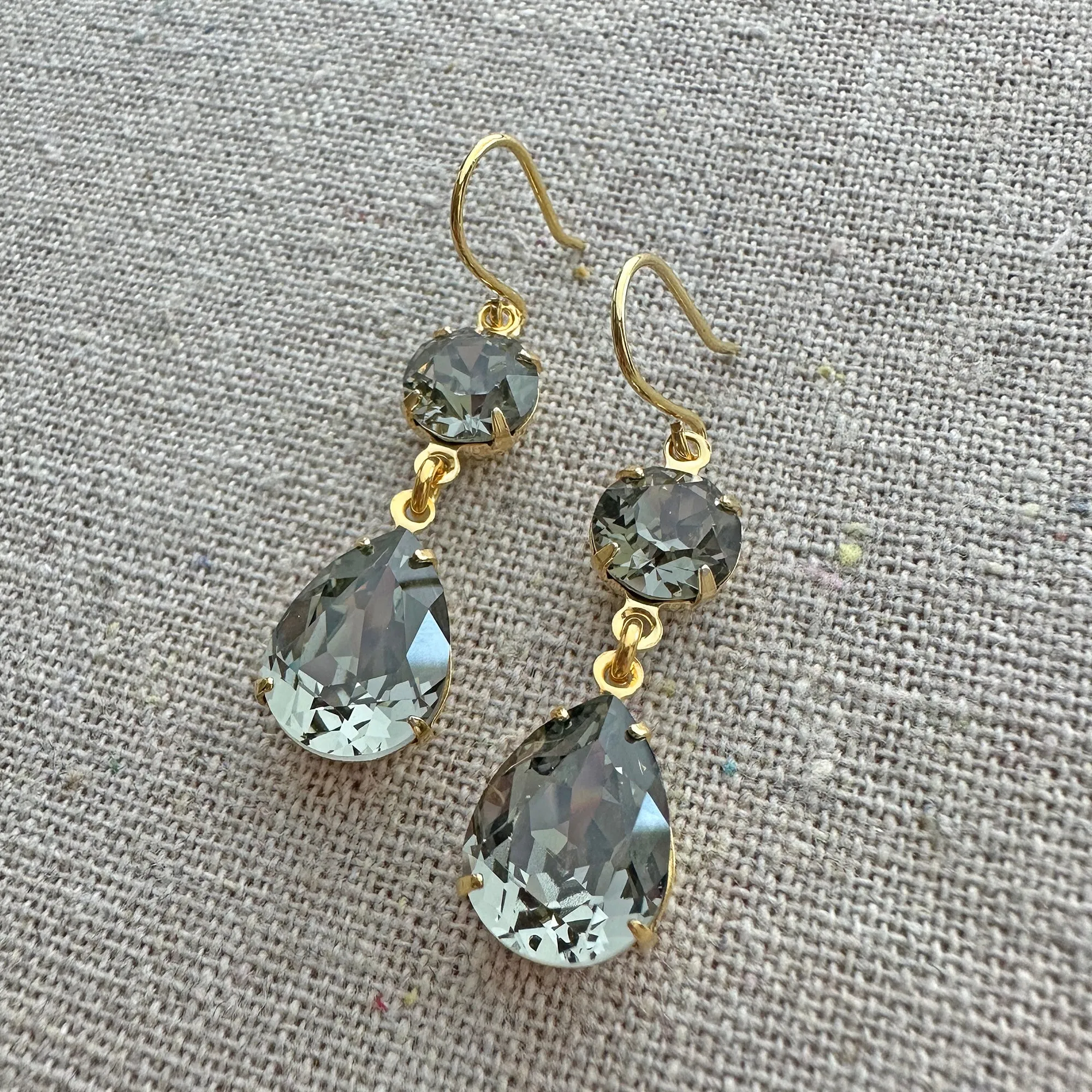 Diamante Pear Dangling Earrings