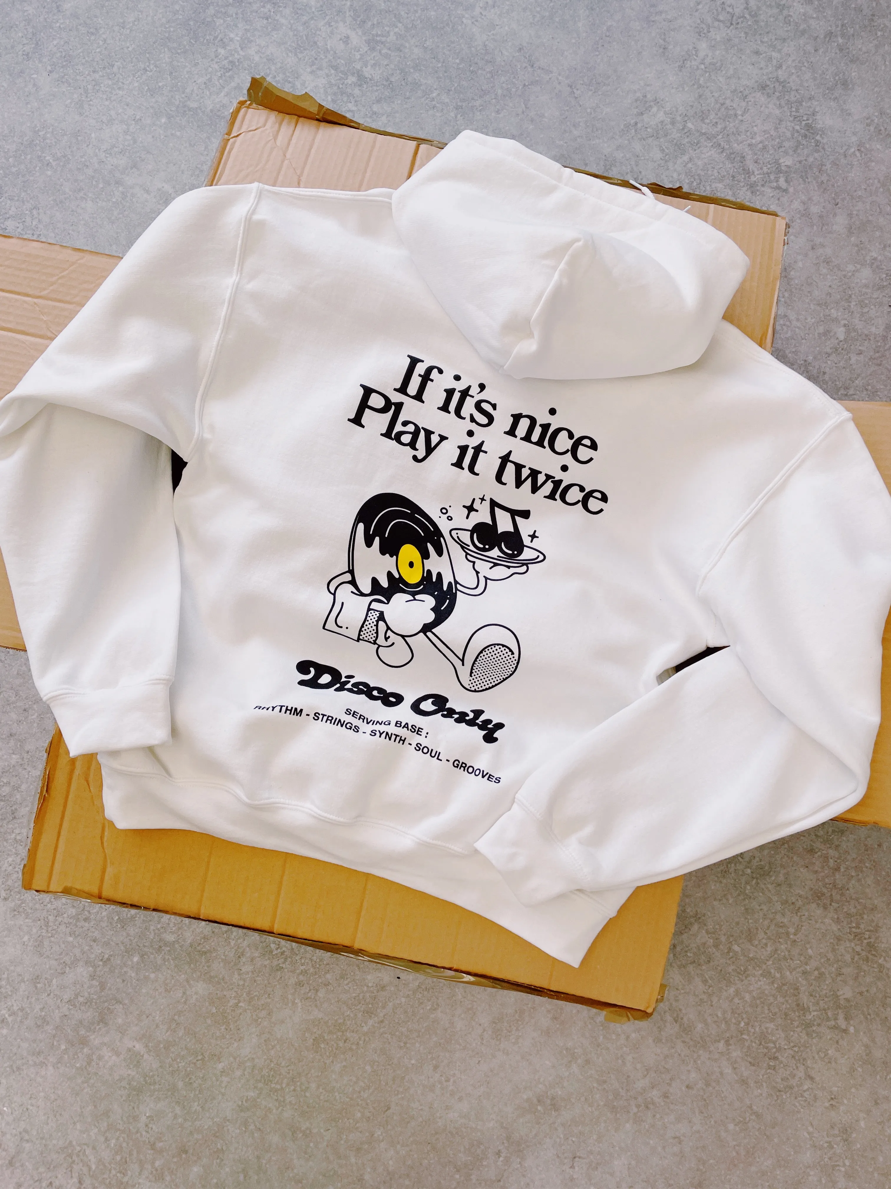 DISCO ONLY 'Play It Twice V2' Hoodie - White