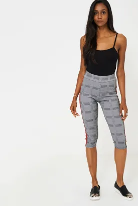 Dog Tooth Check Side Stripe Cropped Legging