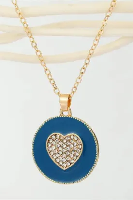 Enamel Circle Swarovski Heart Pendant