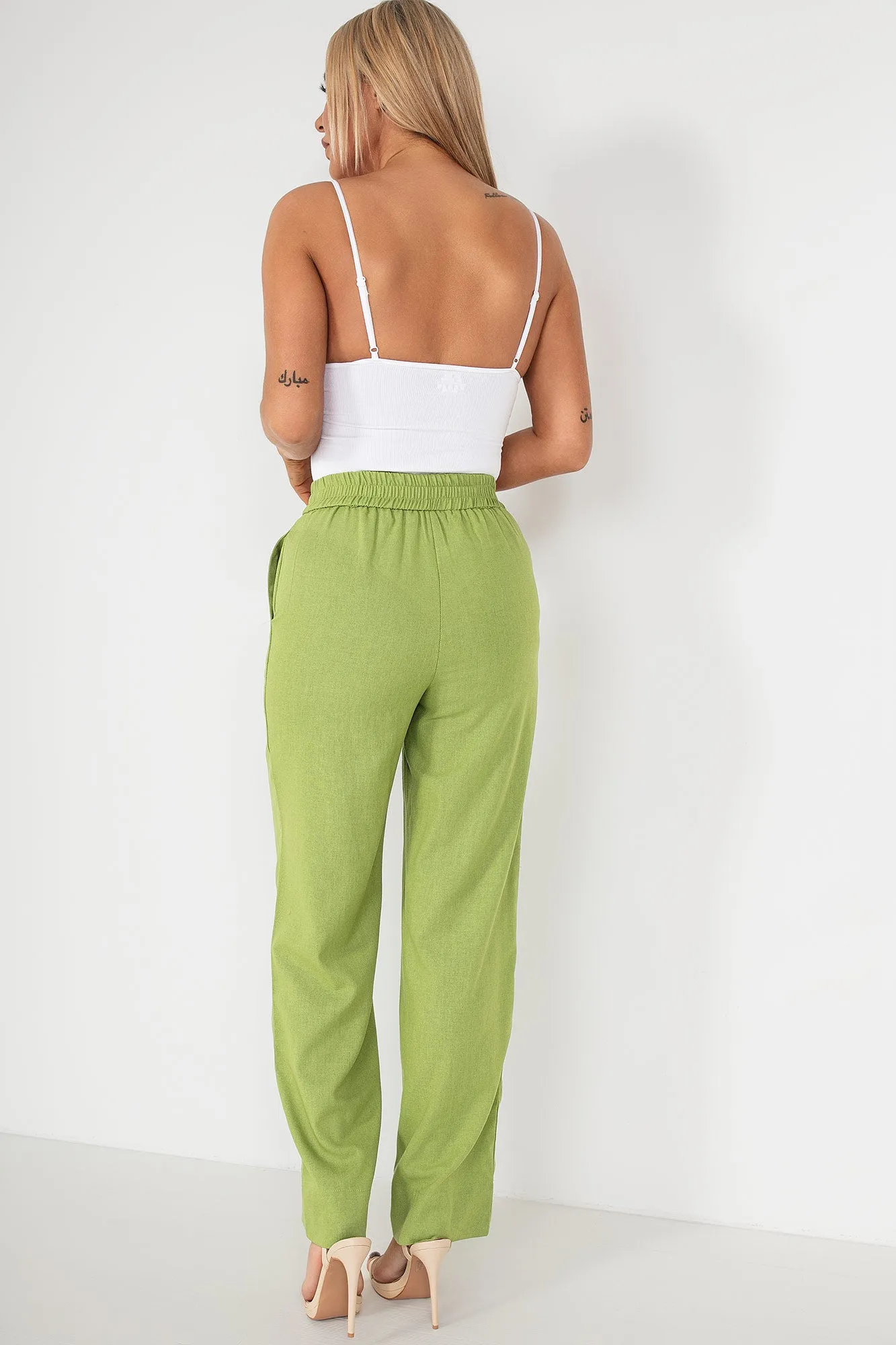 Fern Green Linen Trousers