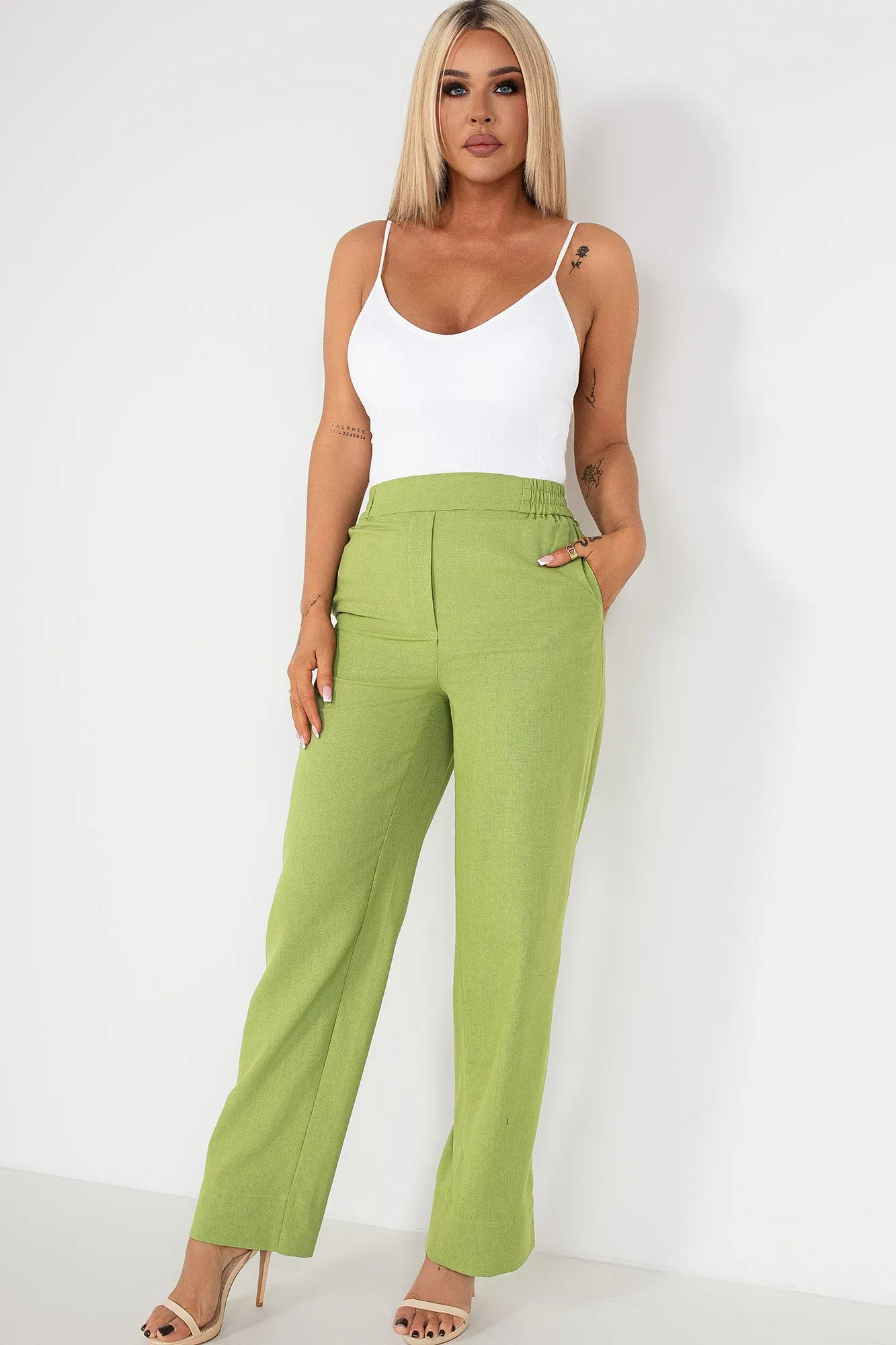 Fern Green Linen Trousers