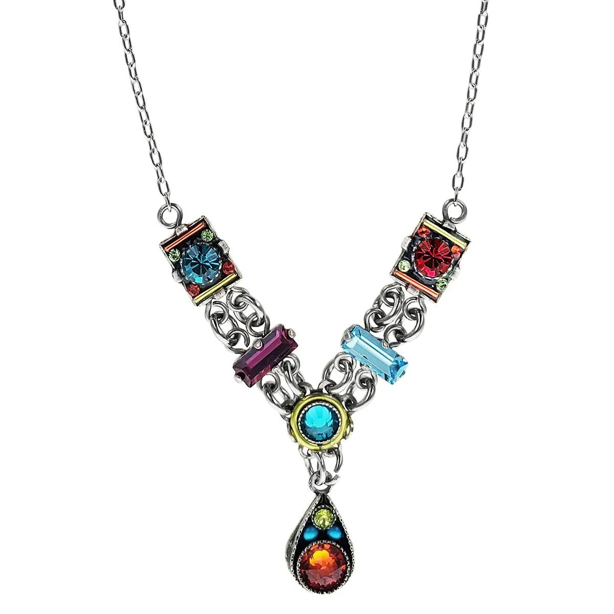 Firefly Mosaic Petite Elegance Mulit Color Drop Necklace