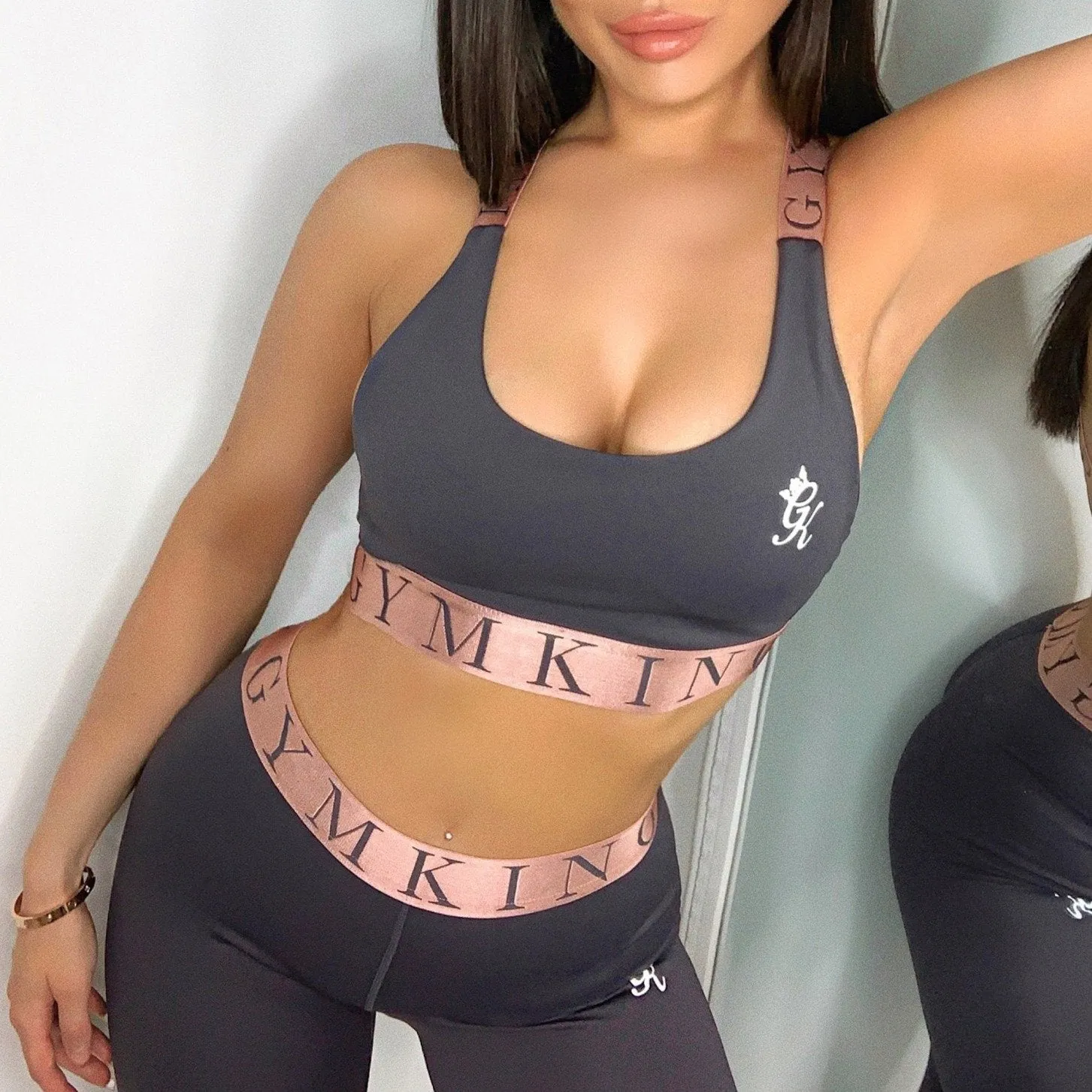 Gym King Sport Impact Bra - Soft Slate/Peach