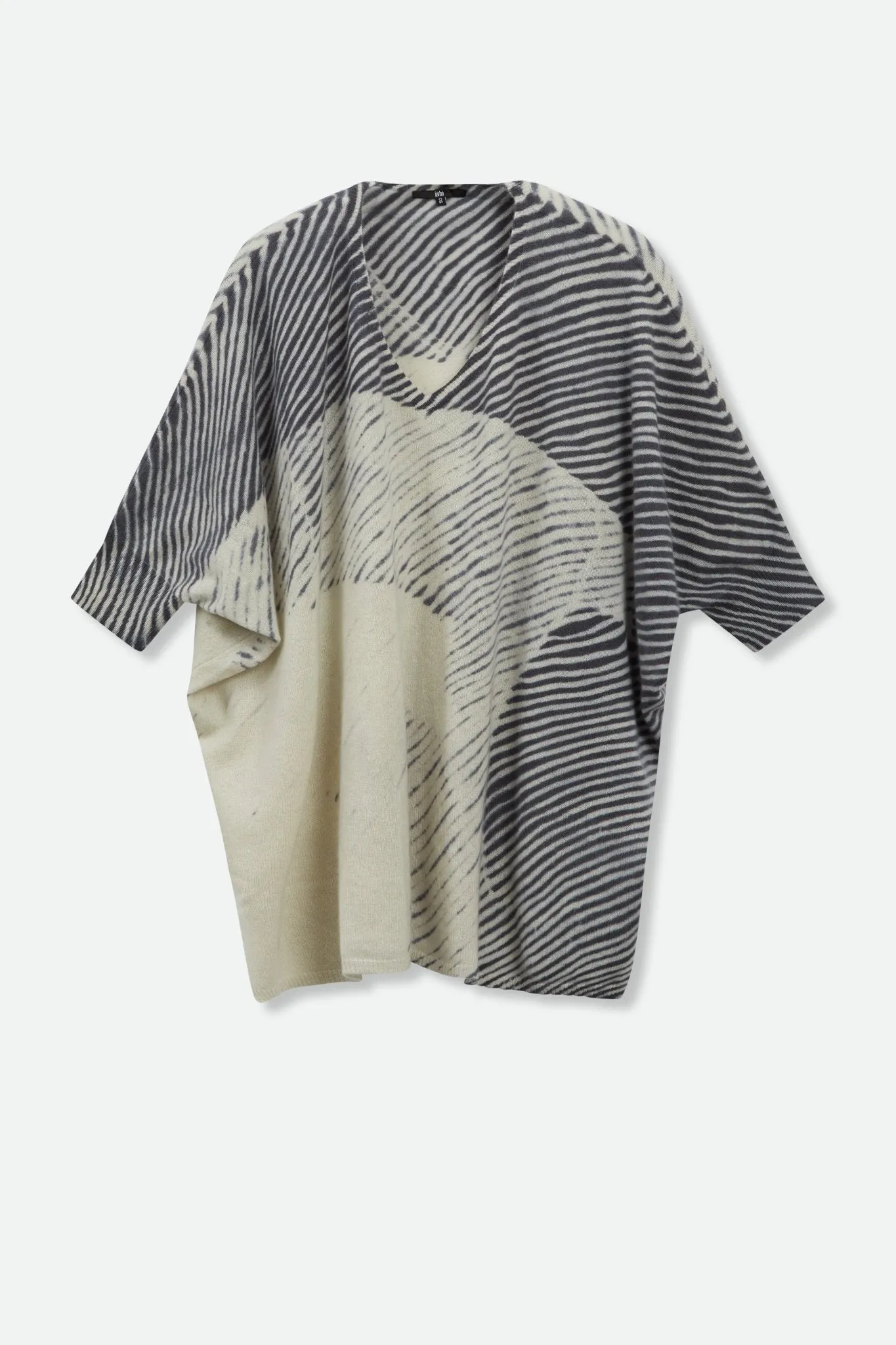 IRINA PONCHO IN HAND DYED SHIBORI CASHMERE SLATE