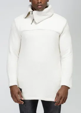 Konus Men's Side Zip Turtle Neck Sweater in Ivory