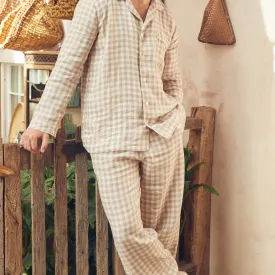 Men's Mushroom Gingham Pyjama Trousers